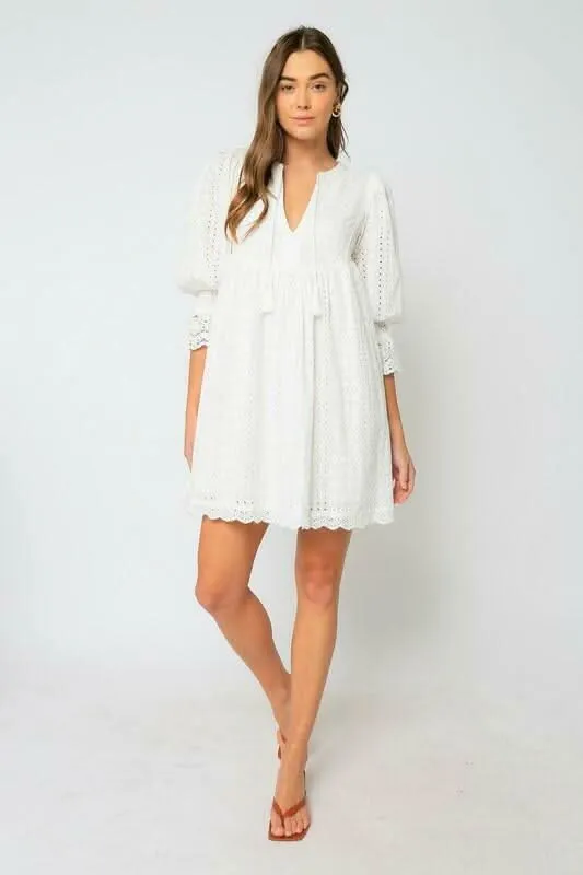 Edwina White Eyelet Shift Dress sold by Boho Pink product image thumbnail 2