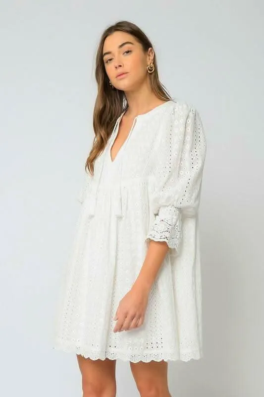 Edwina White Eyelet Shift Dress sold by Boho Pink product image thumbnail 3