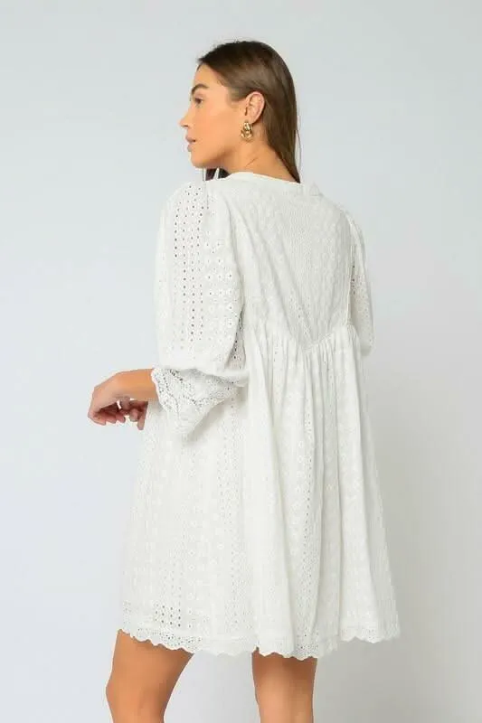 Edwina White Eyelet Shift Dress sold by Boho Pink product image thumbnail 4