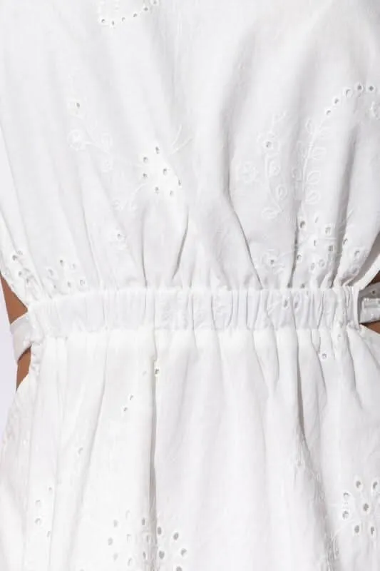 Poised For Grace White Eyelet One Shoulder Flare Dress sold by Boho Pink product image thumbnail 5