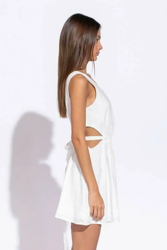 Poised For Grace White Eyelet One Shoulder Flare Dress sold by Boho Pink product image thumbnail 3