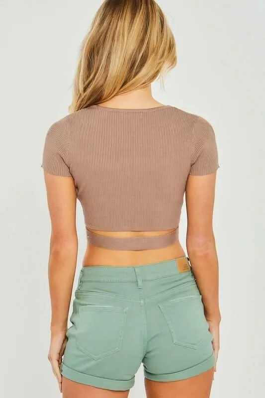 Amy Mocha Center Ring Knit Crop Top sold by Boho Pink product image thumbnail 3