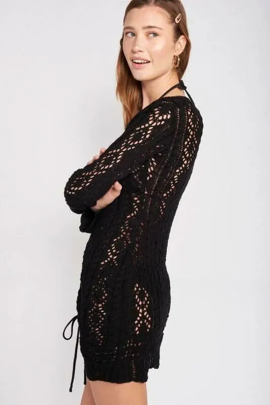 Before You Go Black Sheer Crochet Swim Cover-Up sold by Boho Pink product image thumbnail 3