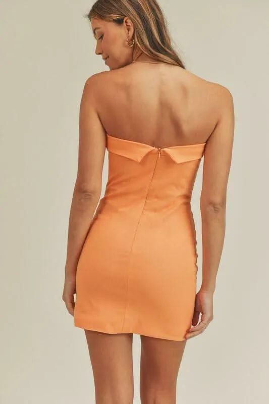 On My Mind Orange Strapless Mini Dress sold by Boho Pink product image thumbnail 4