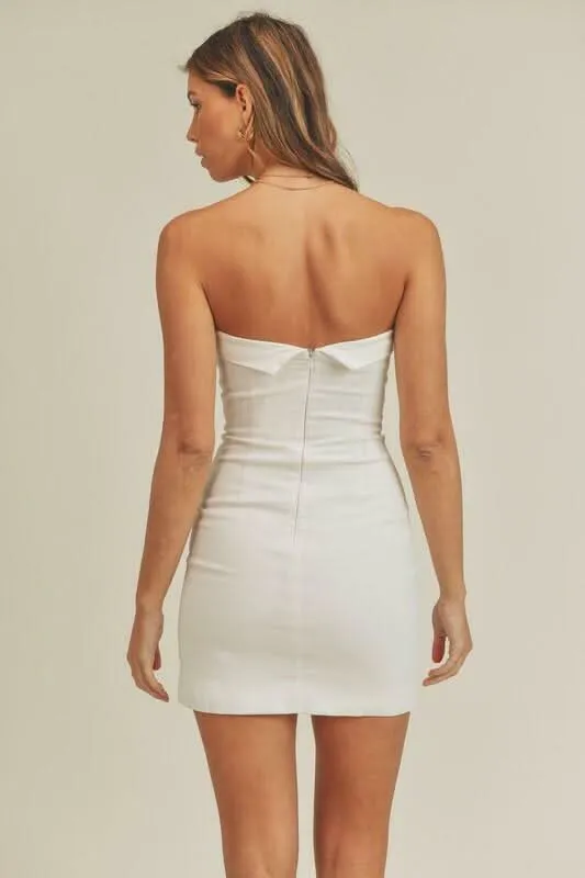 On My Mind White Strapless Mini Dress sold by Boho Pink product image thumbnail 3