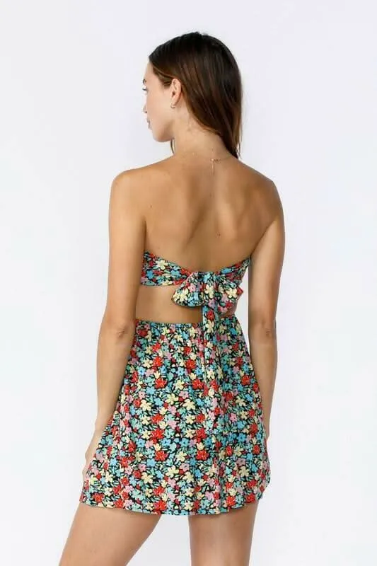 Ambrosia Blue and Red Floral Print Strapless Mini Dress sold by Boho Pink product image thumbnail 2