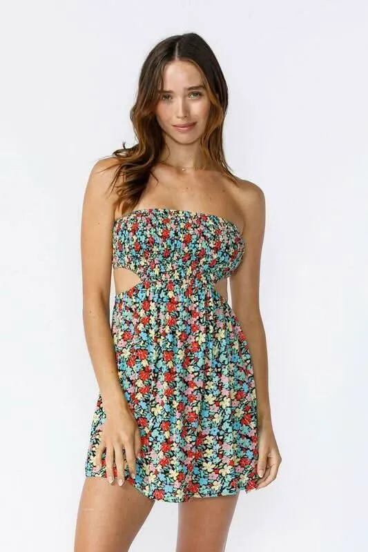 Ambrosia Blue and Red Floral Print Strapless Mini Dress sold by Boho Pink product image thumbnail 3