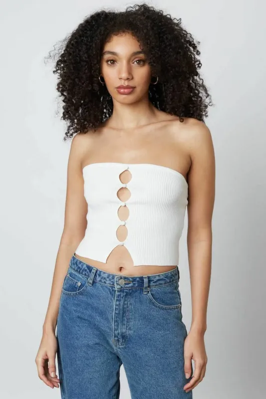 Cheri White Ribbed Knit Tube Top sold by Boho Pink