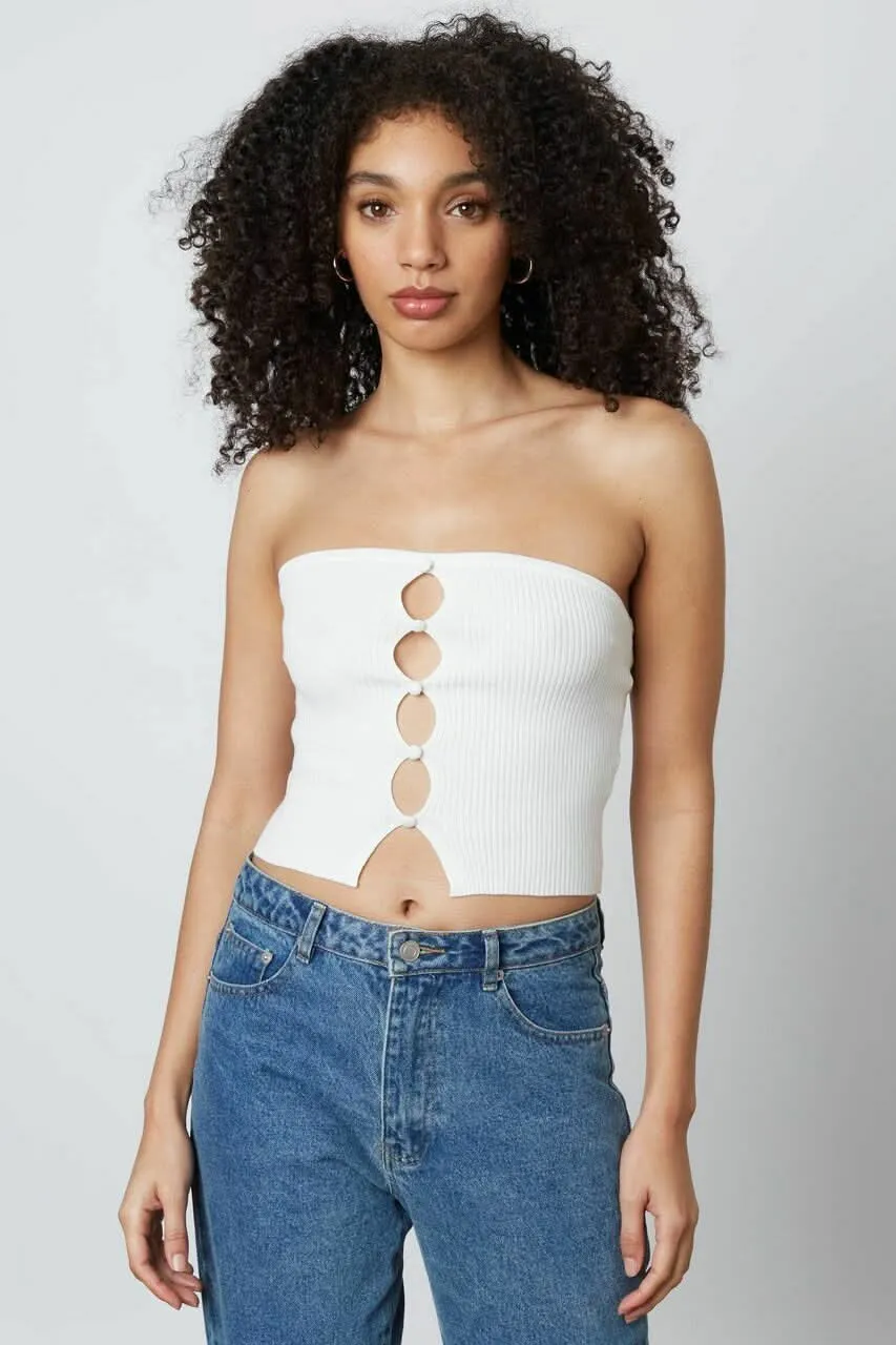 Cheri White Ribbed Knit Tube Top sold by Boho Pink