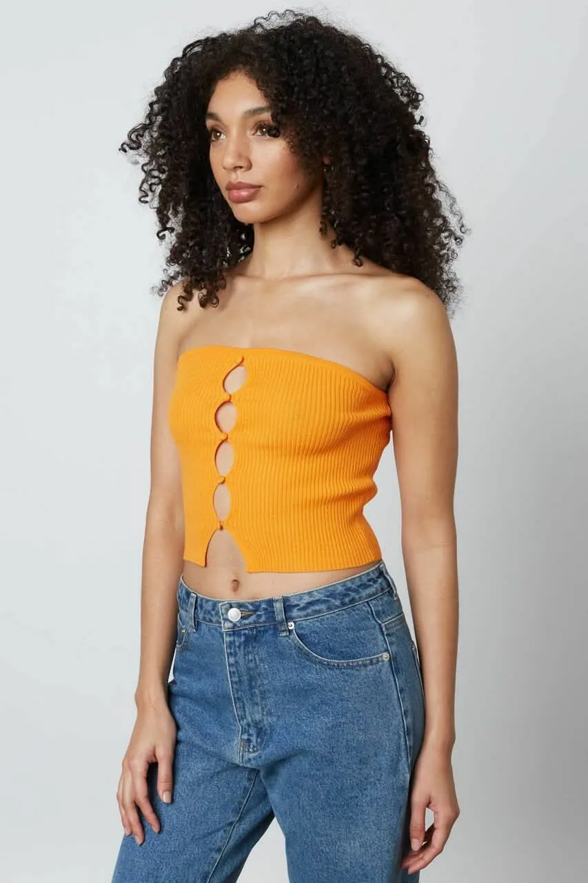 Cheri Mango Orange Ribbed Knit Tube Top sold by Boho Pink product image thumbnail 3