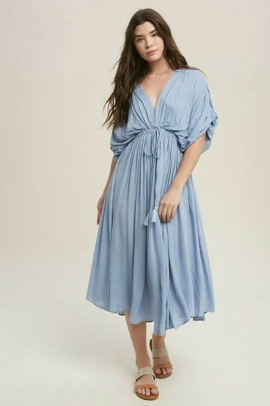 Truly Perfect Light Blue Midi Dress sold by Boho Pink