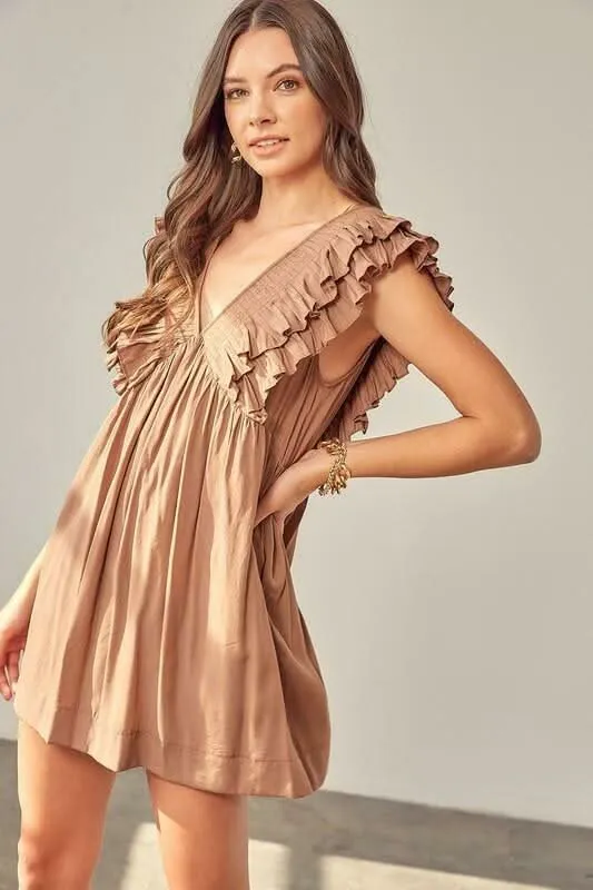Kat Latte Ruffle Romper Dress sold by Boho Pink product image thumbnail 3