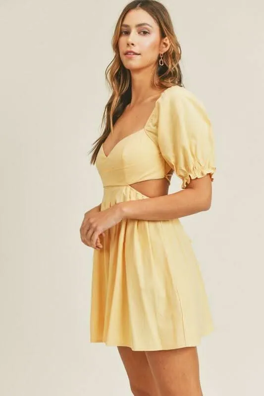Breaking Hearts Yellow Puff Sleeve Mini Dress sold by Boho Pink product image thumbnail 5