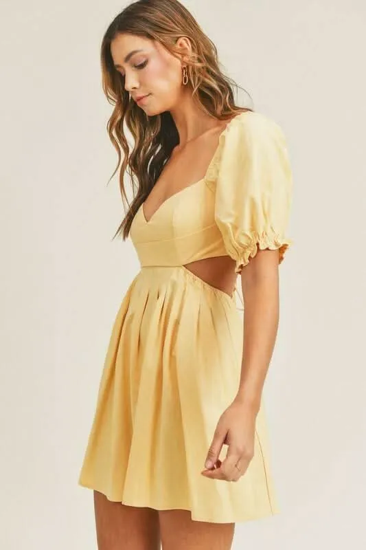 Breaking Hearts Yellow Puff Sleeve Mini Dress sold by Boho Pink product image thumbnail 3