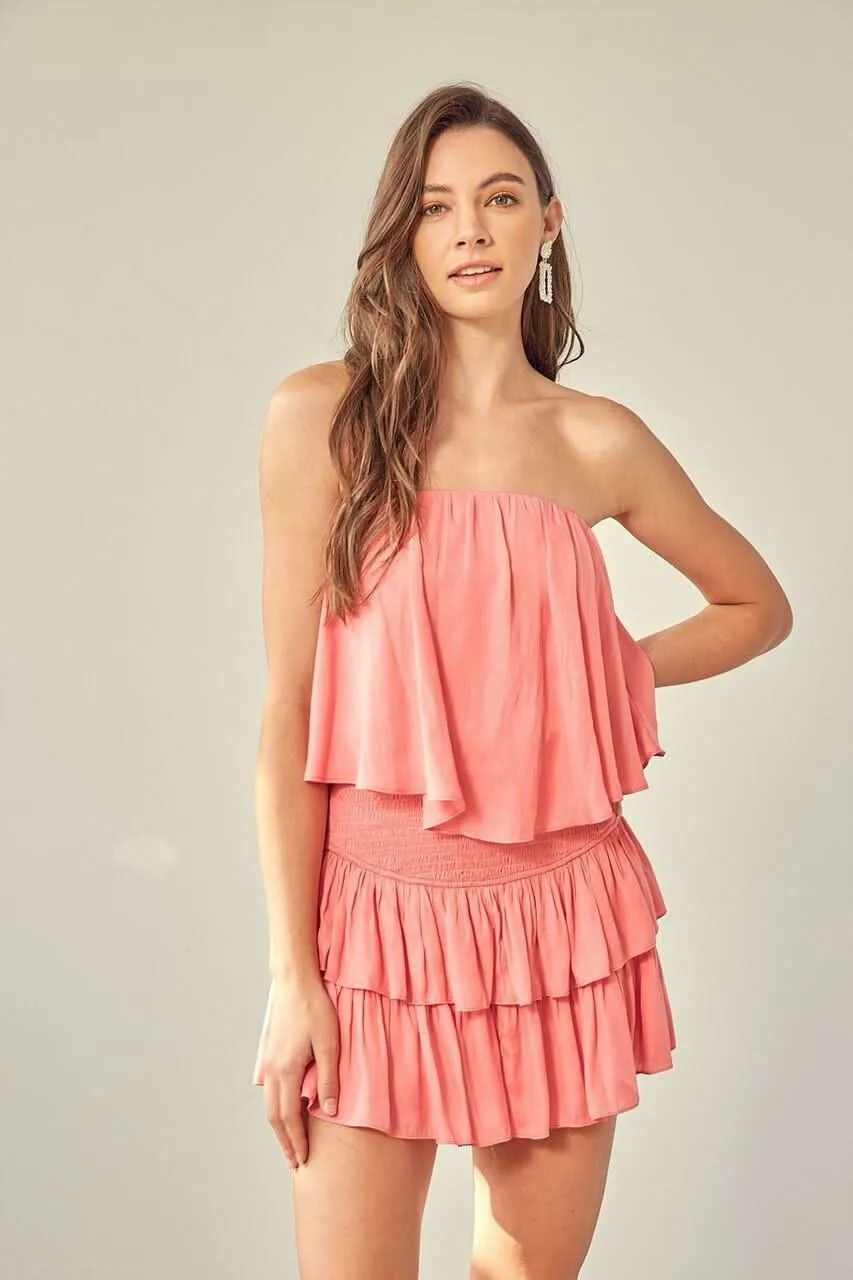 Monaco Milky Pink Strapless Romper sold by Boho Pink