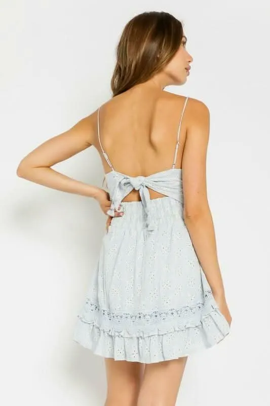 Instant Charmer Light Blue Eyelet Mini Dress sold by Boho Pink product image thumbnail 2