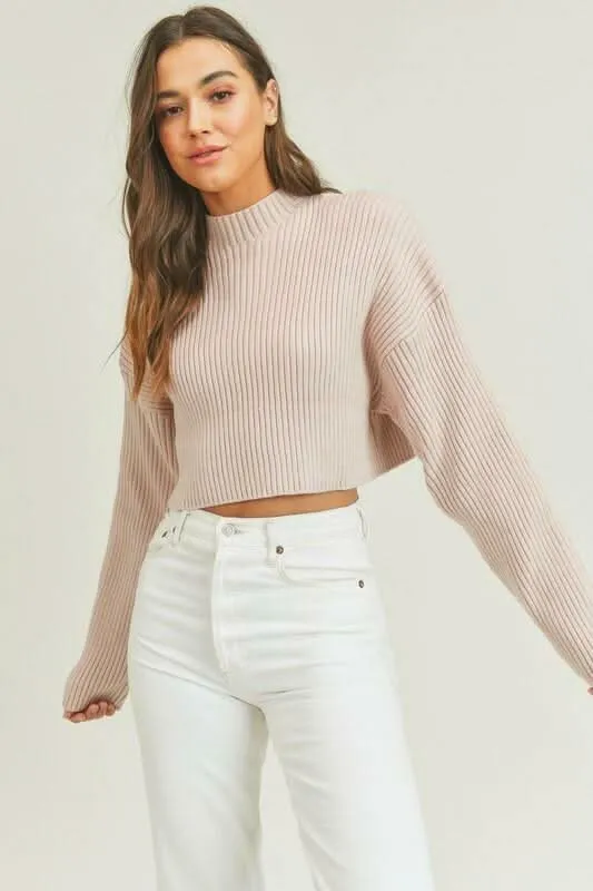 Goodbye Summer Dusty Pink Ribbed Knit Cropped Sweater sold by Boho Pink