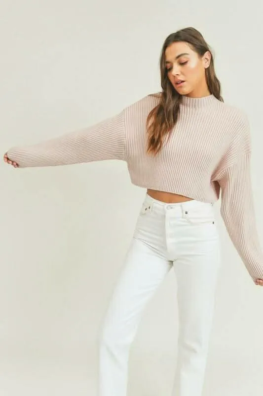 Goodbye Summer Dusty Pink Ribbed Knit Cropped Sweater sold by Boho Pink product image thumbnail 2