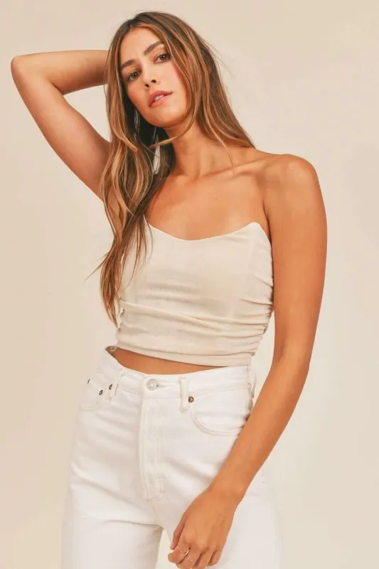 Serenity Cream Strapless Crop Top made by MABLE
