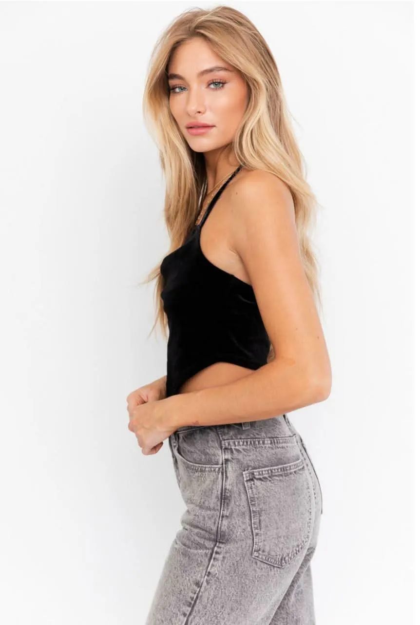 Clara Black Velvet Halter Crop Top sold by Boho Pink product image thumbnail 3