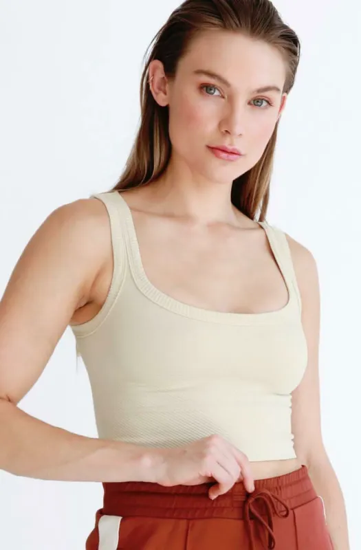 NIKIBIKI Vanilla Cropped Chevron Tank sold by Boho Pink