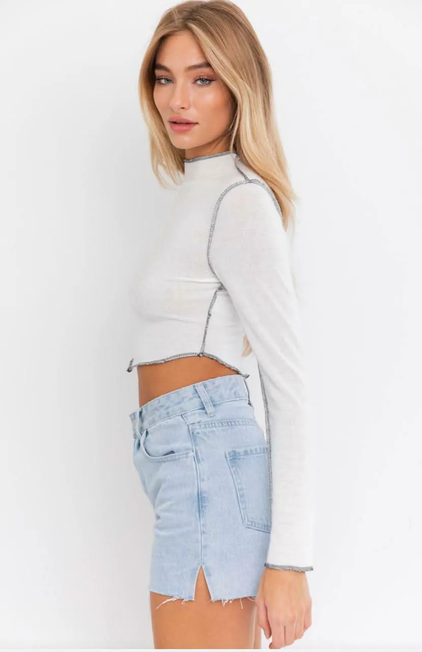 Letta White Mock Neck Crop Top sold by Boho Pink product image thumbnail 3