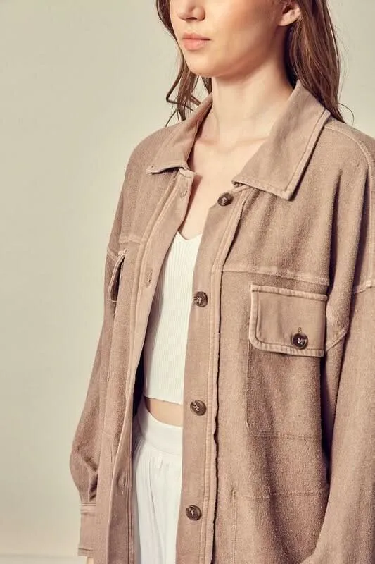 Good Time Dark Taupe Long Sleeve Button Down Top sold by Boho Pink product image thumbnail 4