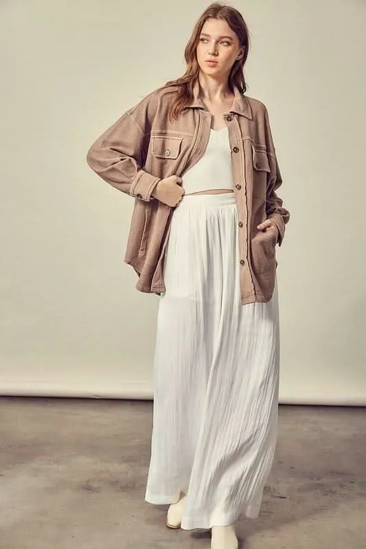 Good Time Dark Taupe Long Sleeve Button Down Top sold by Boho Pink product image thumbnail 2