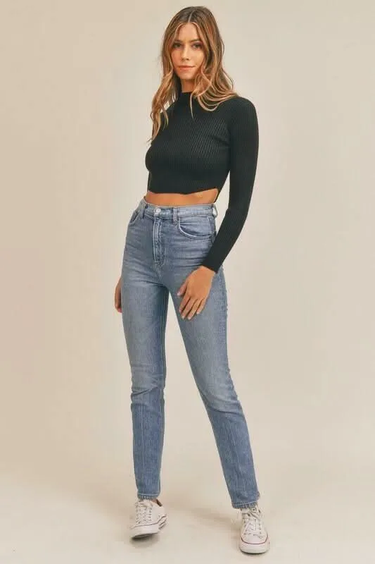 Cozier Mode Black Ribbed Knit Cropped Sweater sold by Boho Pink product image thumbnail 5