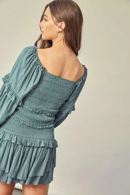 Seminal Moments Faded Green Smocked Long Sleeve Dress Set sold by Boho Pink product image thumbnail 2