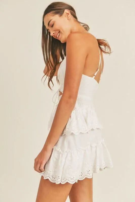 On The Edge White Eyelet Skater Mini Dress sold by Boho Pink product image thumbnail 4