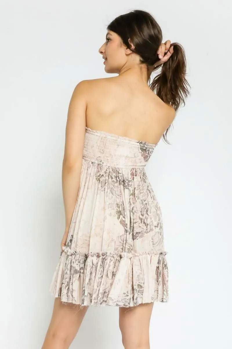 Canyon Sunset Taupe Snake Strapless Mini Dress sold by Boho Pink product image thumbnail 2