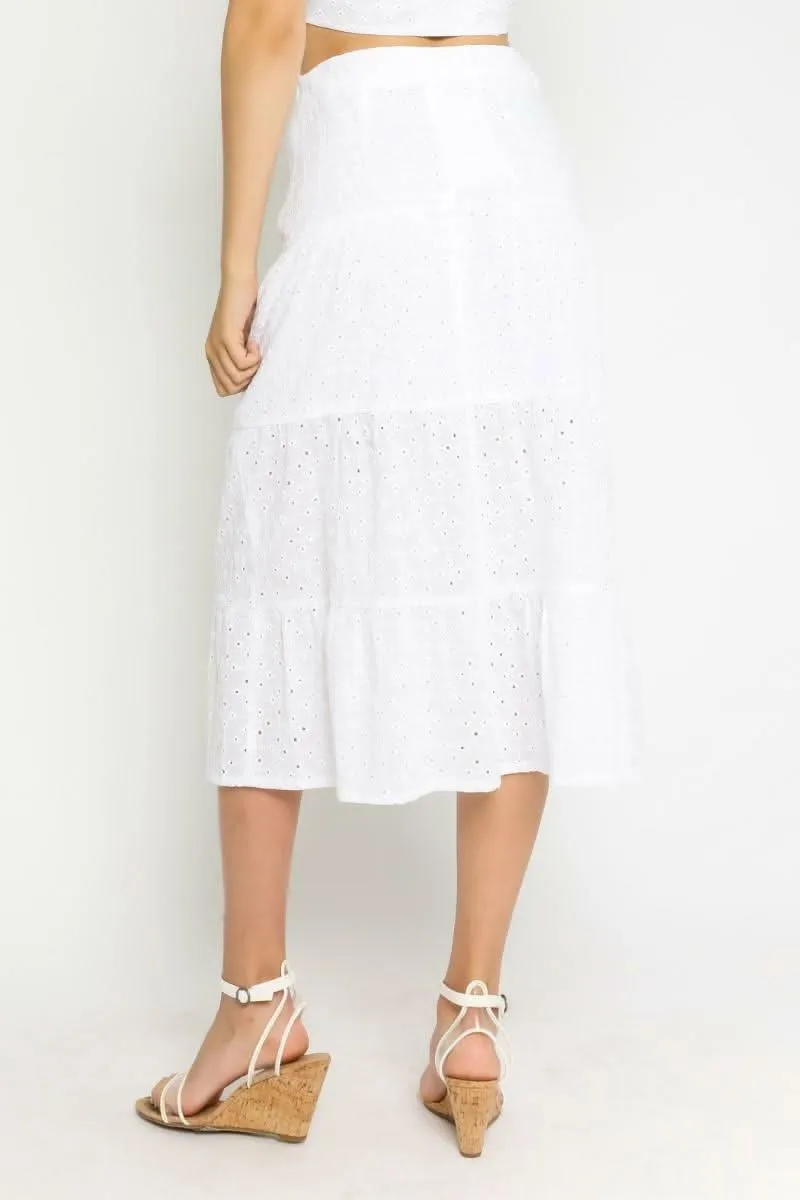 Take Me To Rhodes White Eyelet Midi Skirt sold by Boho Pink product image thumbnail 2