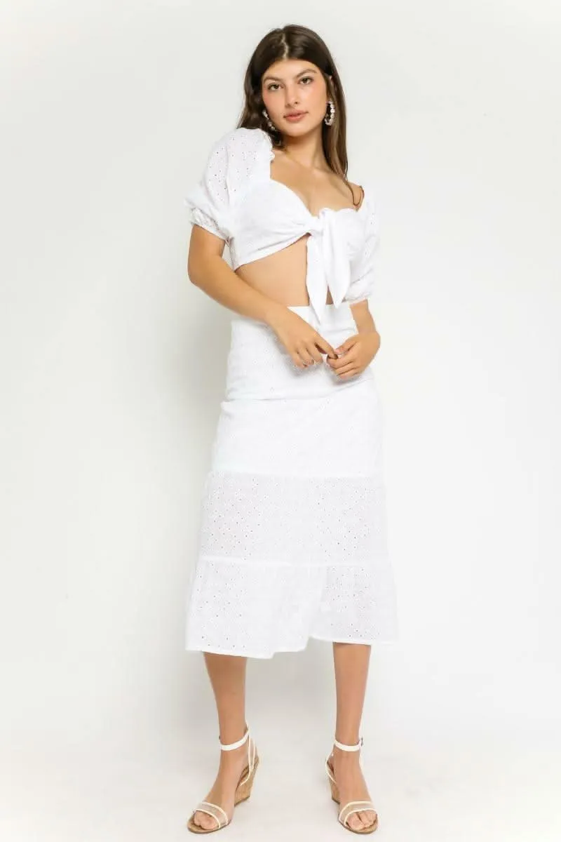 Take Me To Rhodes White Eyelet Midi Skirt sold by Boho Pink product image thumbnail 3