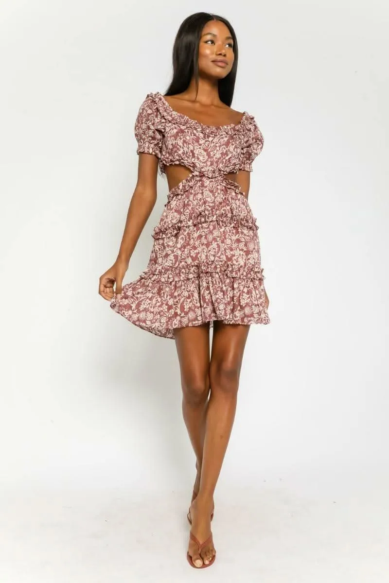 Maya Mauve Floral Off-the-Shoulder Mini Dress sold by Boho Pink product image thumbnail 3