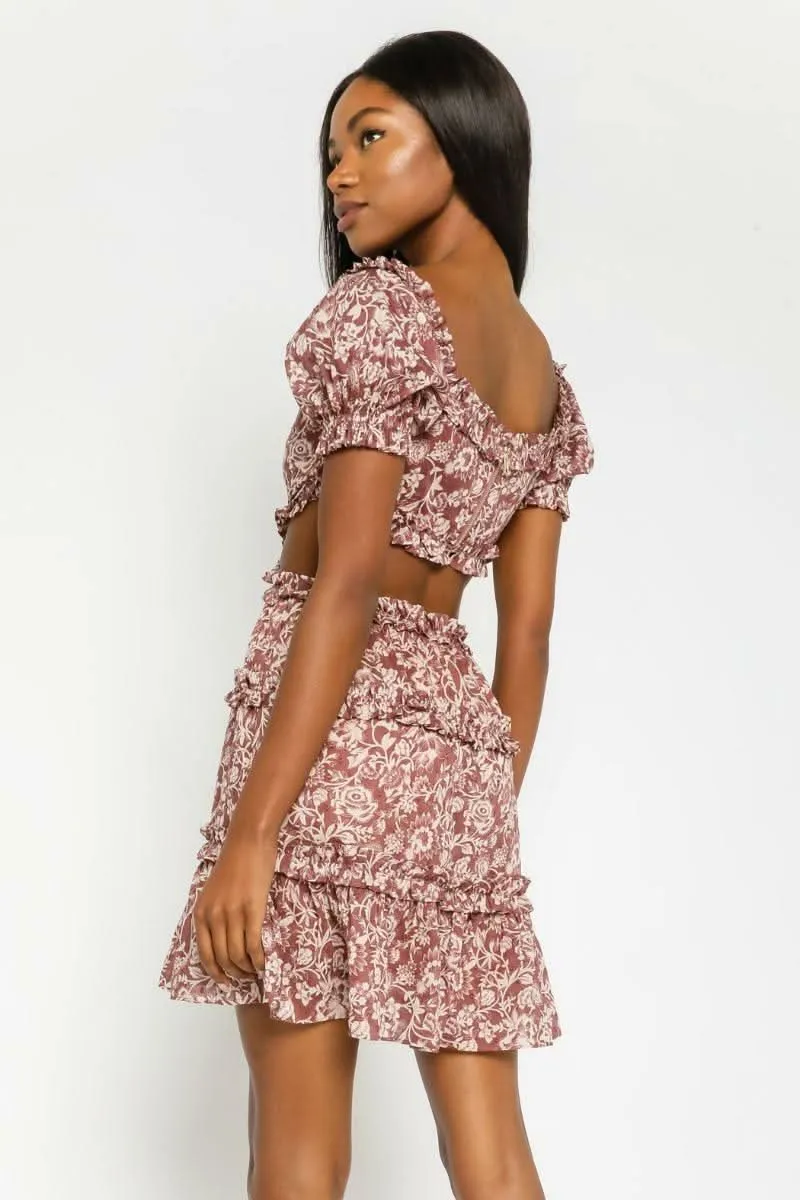 Maya Mauve Floral Off-the-Shoulder Mini Dress sold by Boho Pink product image thumbnail 4