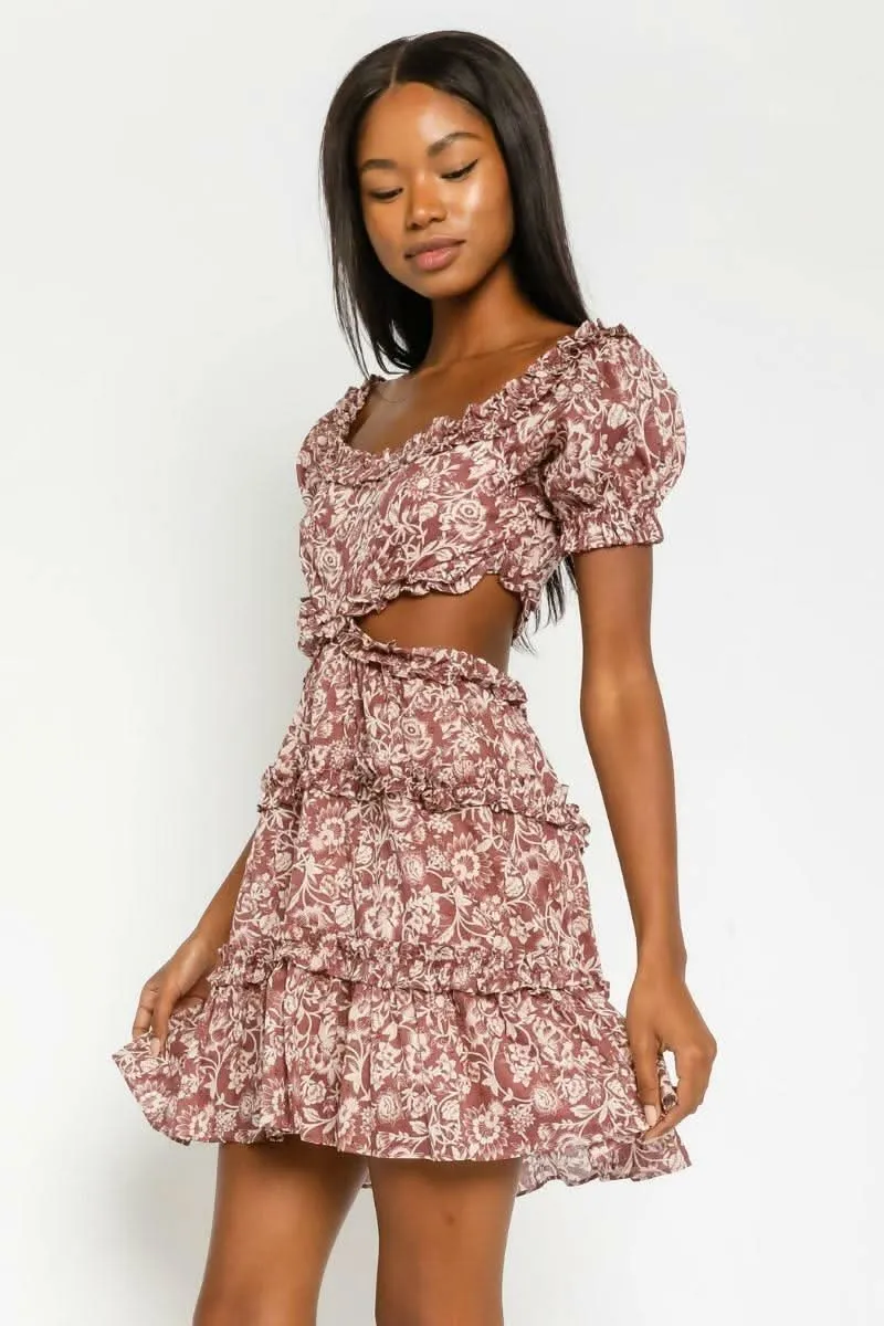 Maya Mauve Floral Off-the-Shoulder Mini Dress sold by Boho Pink product image thumbnail 2