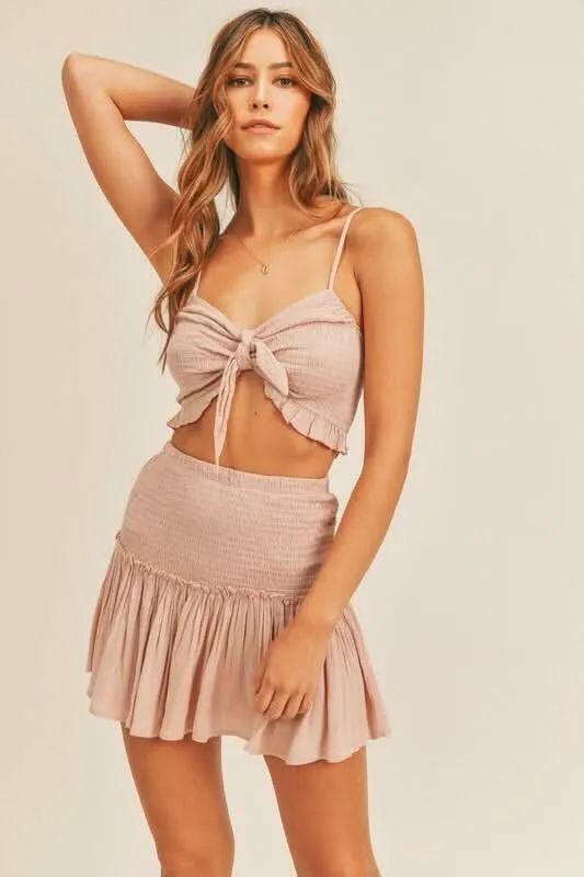 Santorini Blush Pink Mini Dress Set made by MABLE