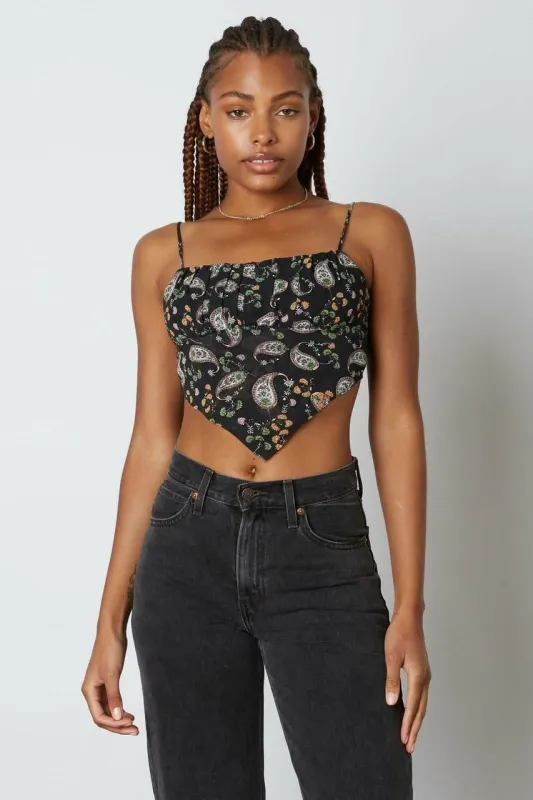 Carissa Black Paisley Floral Print Crop Top sold by Boho Pink
