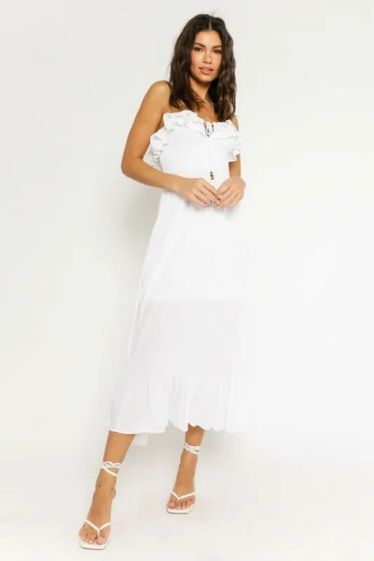 Delia White Strapless Midi Dress made by Olivaceous