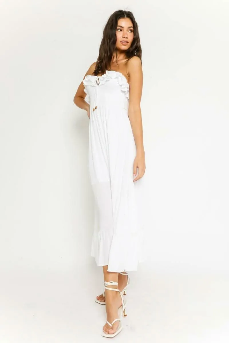 Delia White Strapless Midi Dress sold by Boho Pink product image thumbnail 2