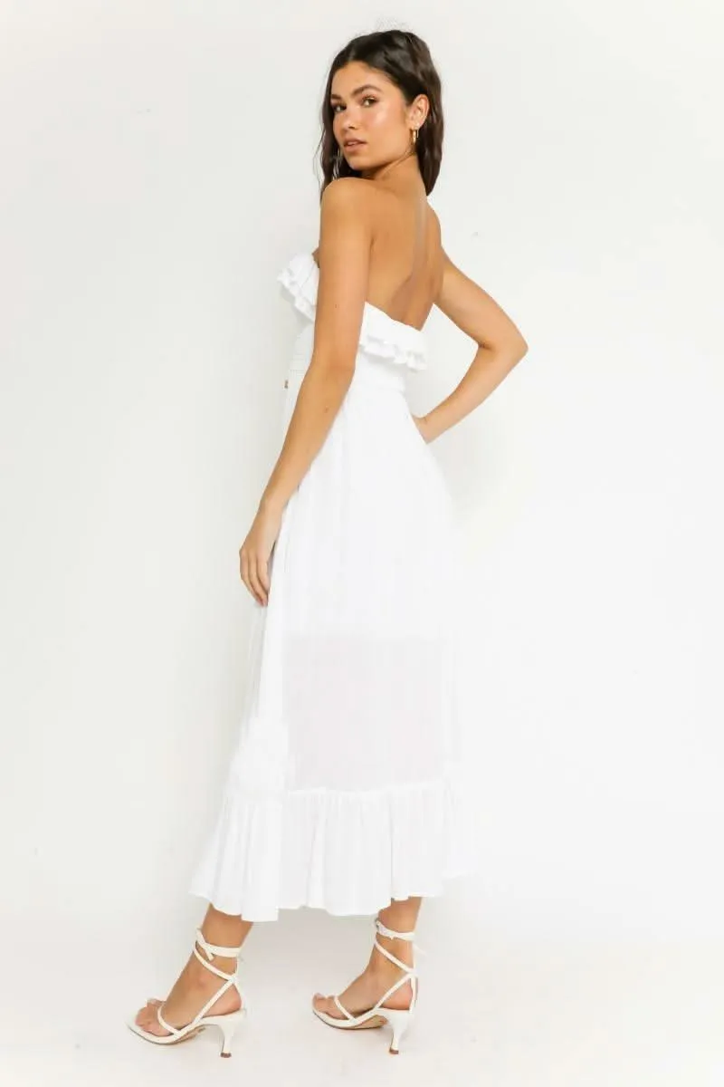 Delia White Strapless Midi Dress sold by Boho Pink product image thumbnail 3