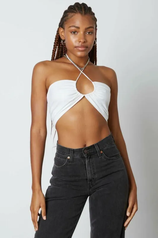 Summer Love White Halter Crop Top sold by Boho Pink