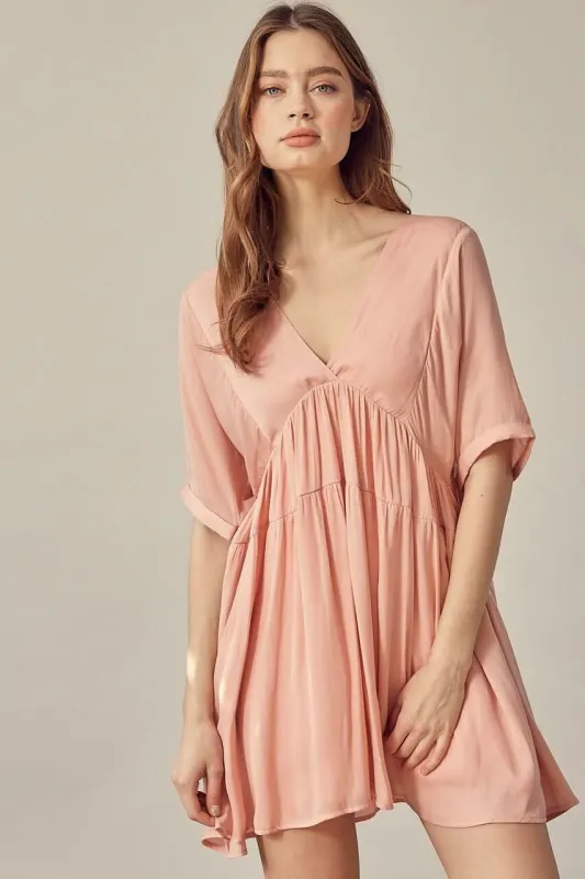 Antonia Coral Cloud Mini Dress made by Mustard Seed