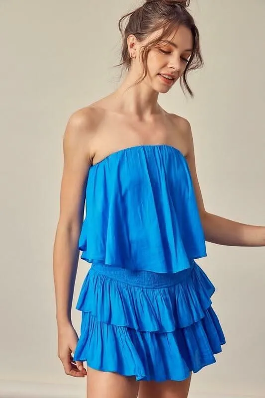 Monaco Paradise Blue Strapless Romper sold by Boho Pink product image thumbnail 3