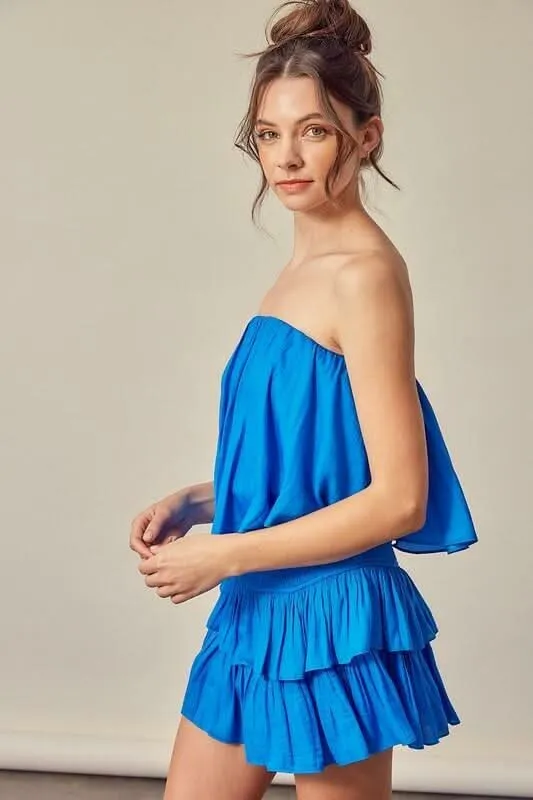 Monaco Paradise Blue Strapless Romper sold by Boho Pink product image thumbnail 2