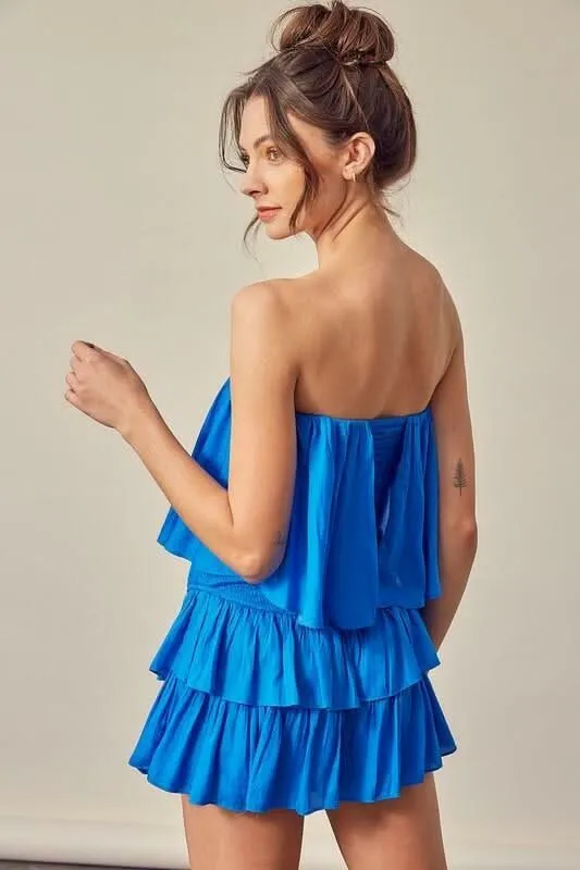 Monaco Paradise Blue Strapless Romper sold by Boho Pink product image thumbnail 4