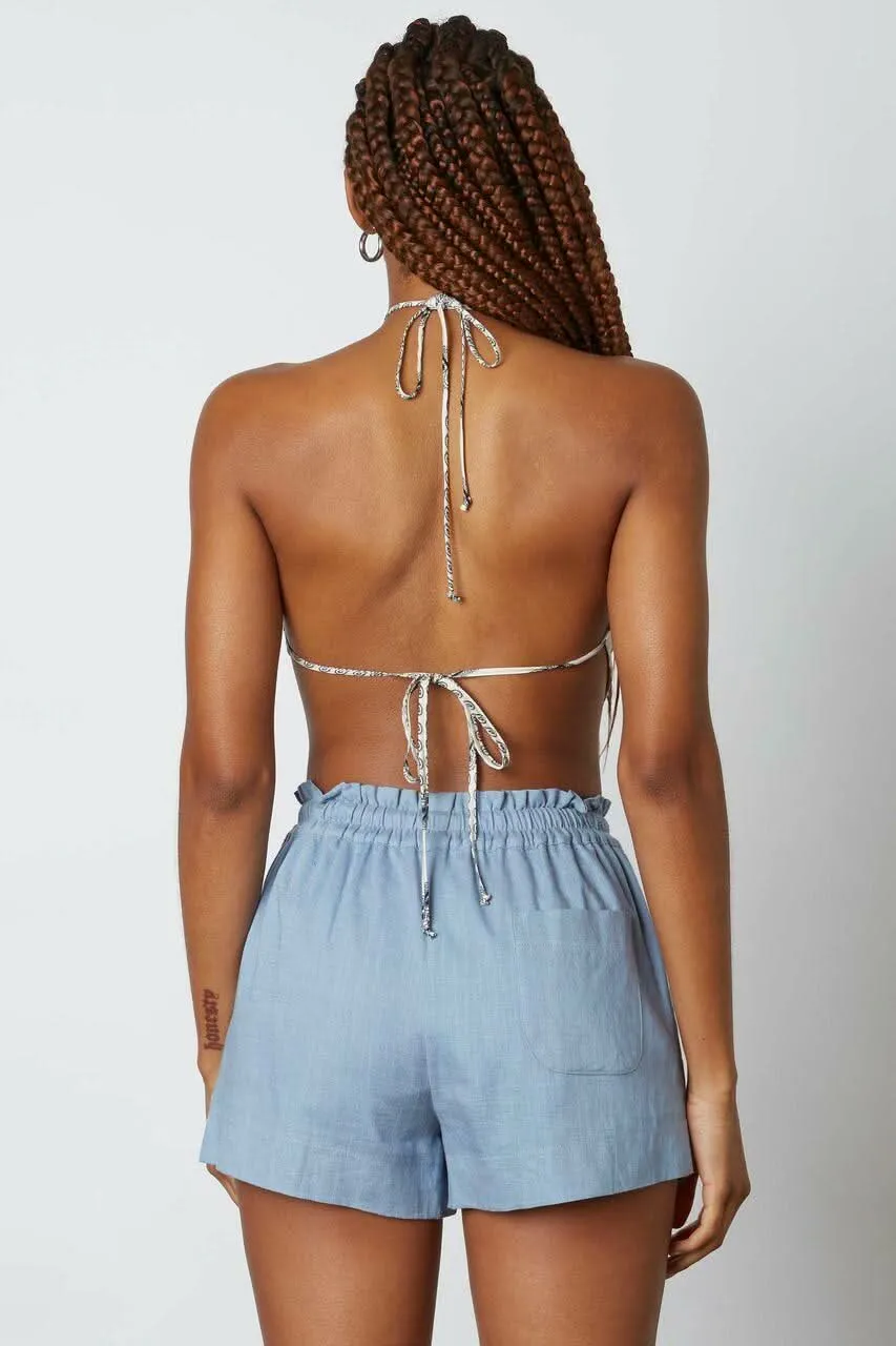 Everyday Slate Blue Smocked Waist Shorts sold by Boho Pink product image thumbnail 3