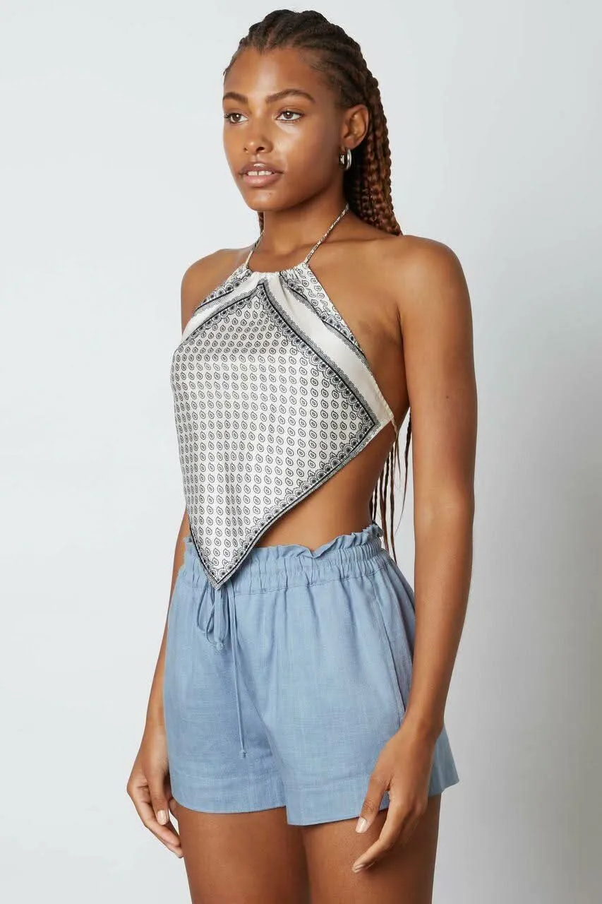 Everyday Slate Blue Smocked Waist Shorts sold by Boho Pink product image thumbnail 2