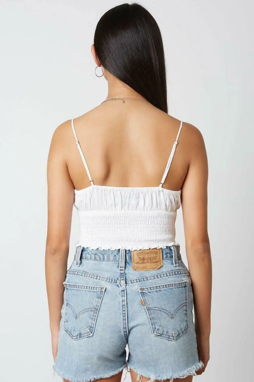 Hope White Smocked Cutout Crop Top sold by Boho Pink product image thumbnail 3